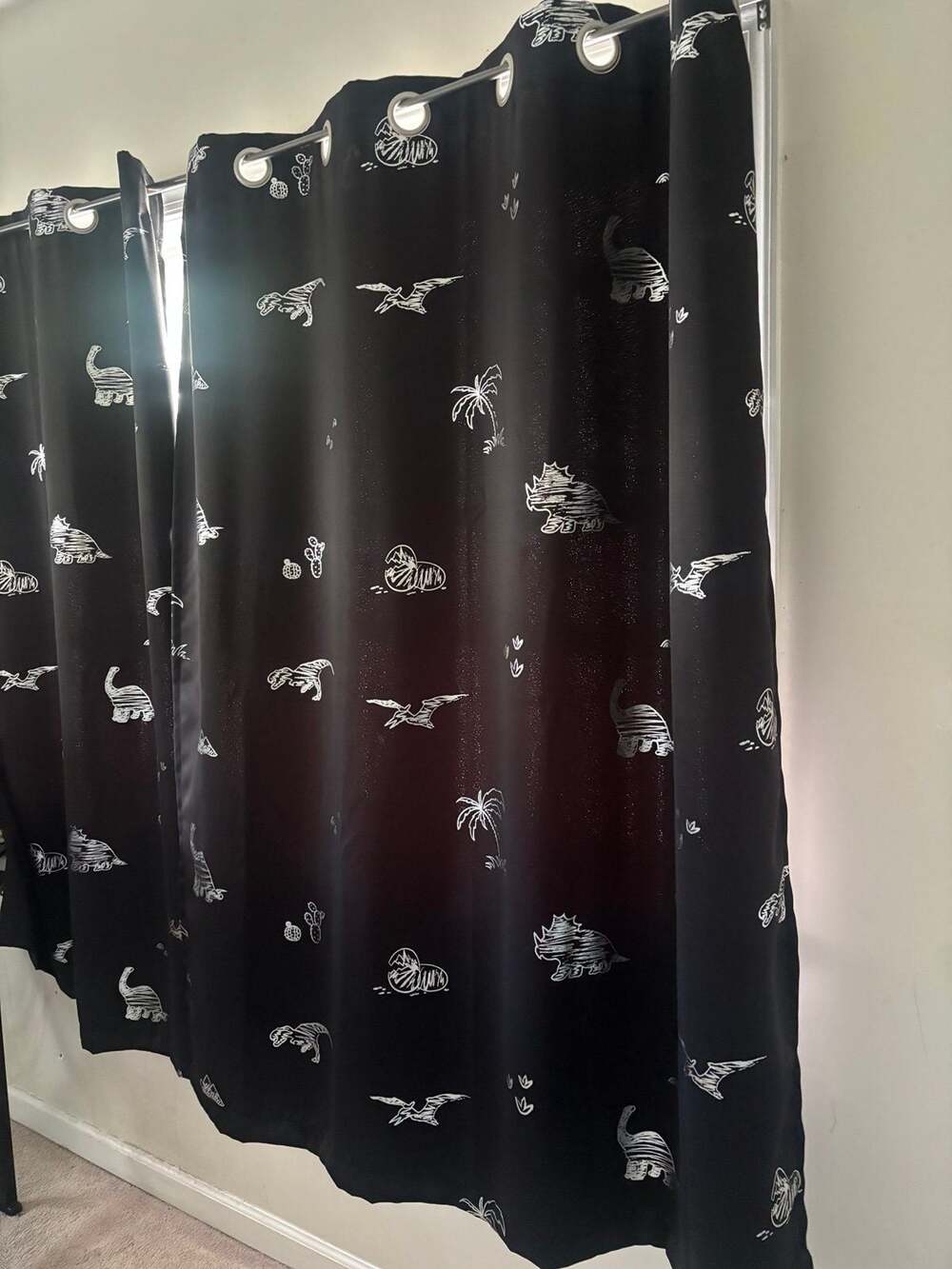 Dinosaur Black Blackout Thermal Insulated Curtains 2 panels